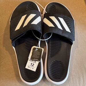 Adidas Men Black and White Slide Sandals